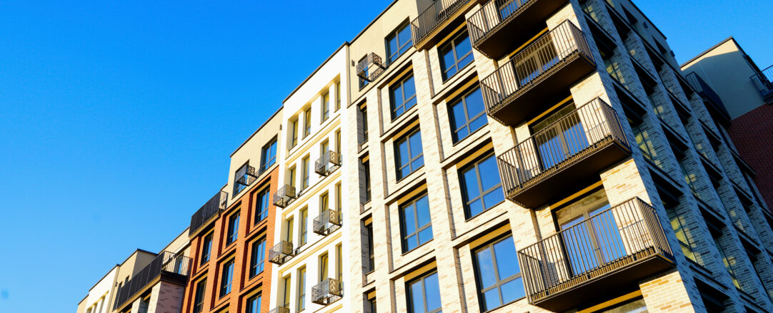 Modern block of flats in a UK city